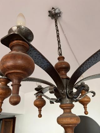 Lámpara de techo hierro y madera