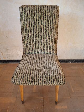 Silla vintage tela y madera