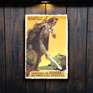 PLACA METALICA RENFE TREN CARTEL METAL DECORATIVO