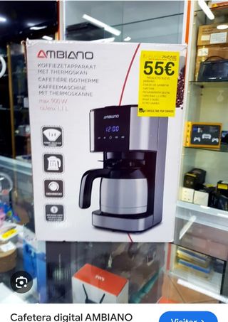 Cafetera Ambiano Negra y Plateada