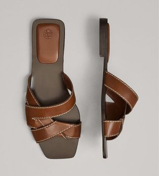 Sandalias Massimo Dutti Marrón Piel