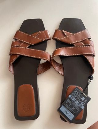 Sandalias Massimo Dutti Marrón Piel