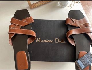 Sandalias Massimo Dutti Marrón Piel
