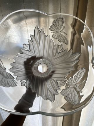 Frutero de cristal con mariposas