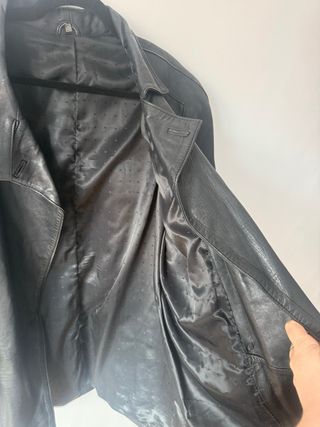 Chaqueta Cuero Vintage Oversize Negra