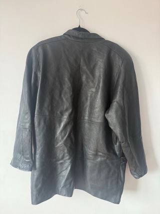 Chaqueta Cuero Vintage Oversize Negra