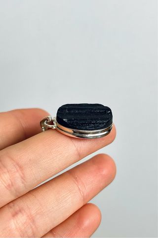 Colgante Mineral Turmalina Negra Plata 925