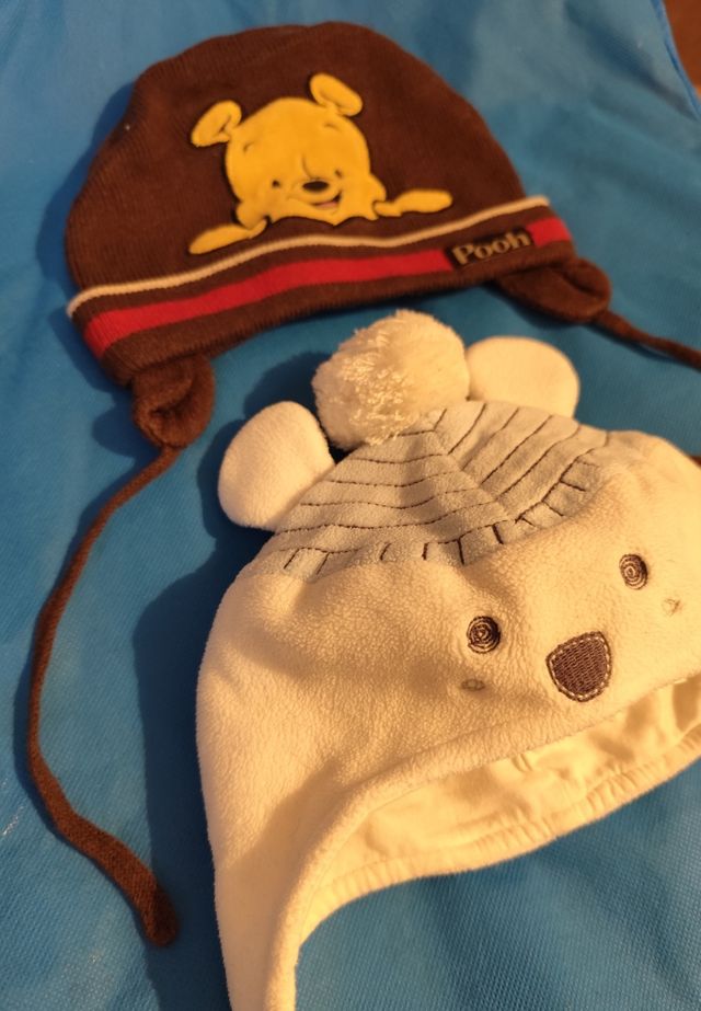 Lote 2 Gorros oso y Winnie Bebé 0-12 Meses