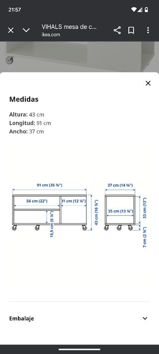 Mesa de centro VIHALS Ikea blanca