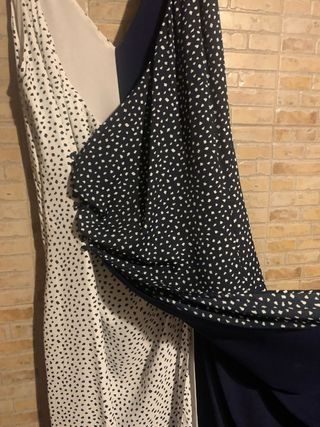 Vestido Mango blanco y azul lunares