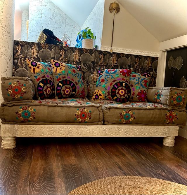Sofá Étnico Beige y Multicolor