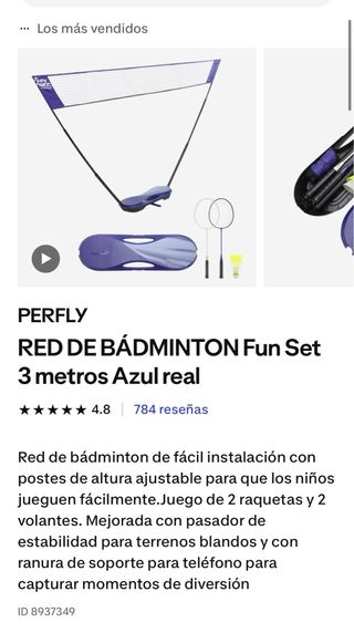 Juego de bádminton con 2 raquetas rojas