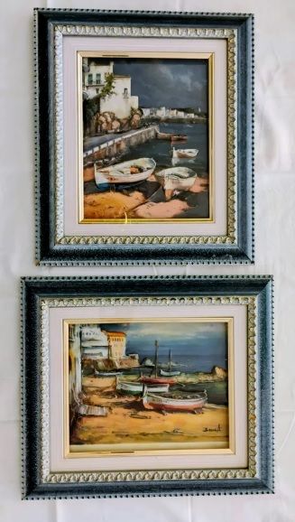 Conjunto 2 cuadros pesqueros relieve