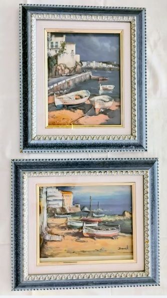 Conjunto 2 cuadros pesqueros relieve