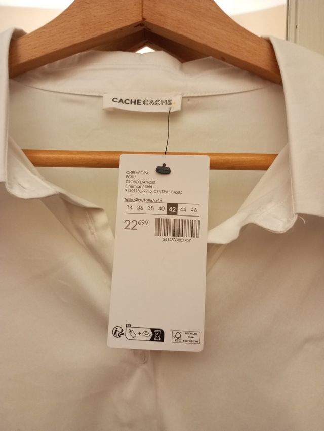 Camisa Cache Cache, Talla 42 Nueva con Etiqueta