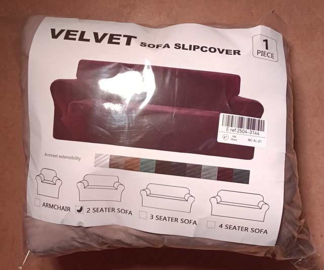 Funda sofá 2 plazas terciopelo suave elástica