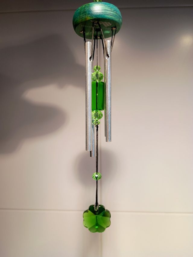 Carrillón de viento cristal verde