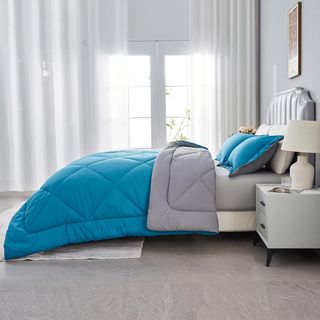 Edredón cama doble invierno 240x220 azul gris