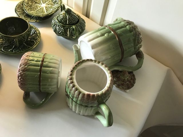 Juego de té porcelana motivos vegetales