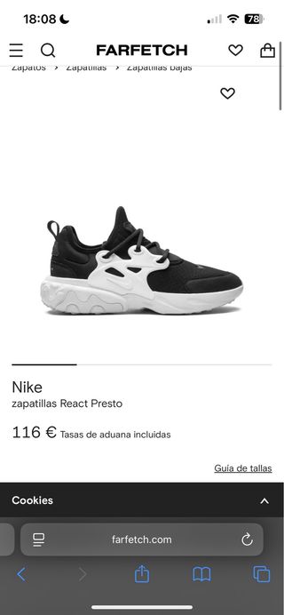 Zapatillas Nike React Presto Talla 37.5