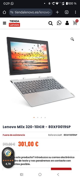Portátil Lenovo Plata
