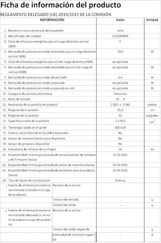 Televisor Cello C2220FMTRDE 22" HD LED con DVD 12V