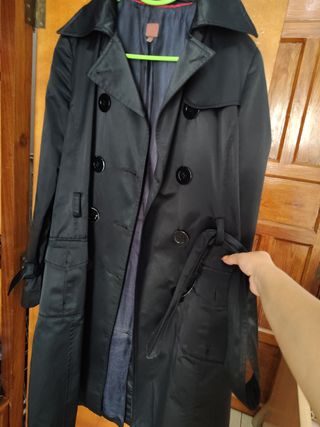 Gabardina Negra Elegante elástico 
