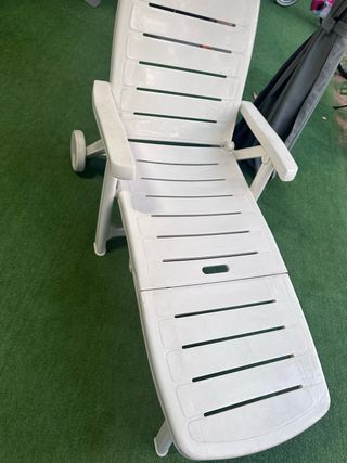 Hamacas plegables de plástico blanco, 2 hamacas