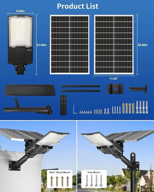 Farola solar LED con mando a distancia