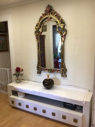 Mueble Aparador Consola Versátil Blanco Dorado