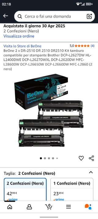 Kit Tamburo Brother DR-2510 Nero