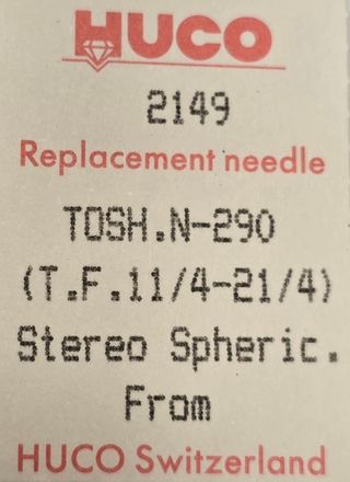 Aguja Tocadiscos Toshiba N.290 - Huco