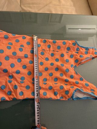 Vestido Flamenca Lunares Naranja y Azul