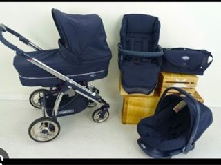 Carrito Bebecar azul marino con ribete