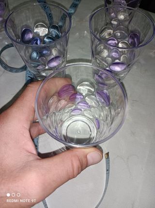 6 Vasos Plástico Duro Lunares Morado