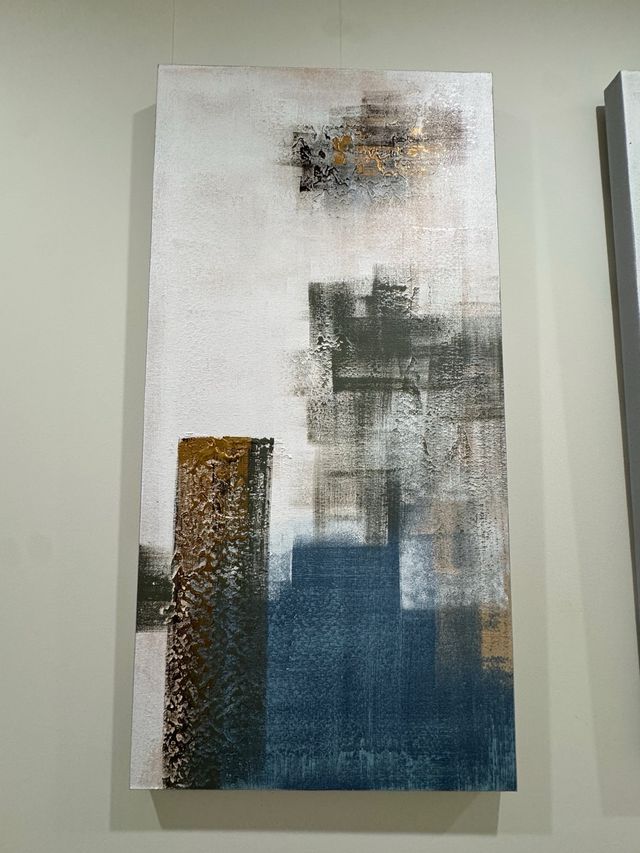 Tríptico Abstracto Azul y Blanco