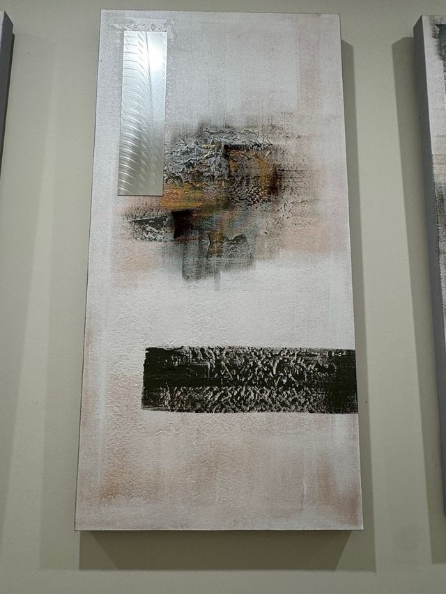 Tríptico Abstracto Azul y Blanco