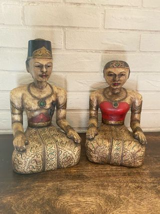 Coppia di sculture in legno Indonesia devi sri 