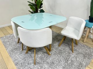 Mesa de Cristal Templado Teka + 4 Sillas