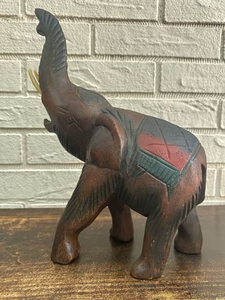 coppia di Elefanti in legno vintage anni 70”