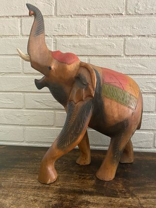 coppia di Elefanti in legno vintage anni 70”