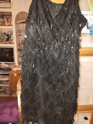 Vestido fiesta corto negro lentejuelas