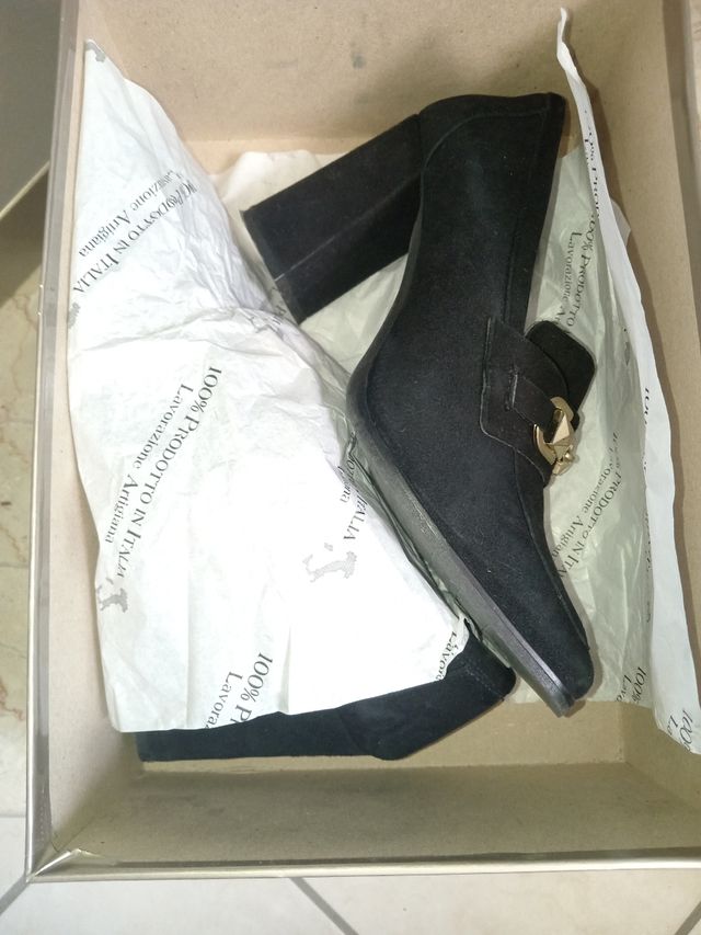 Mocassini tacco donna neri