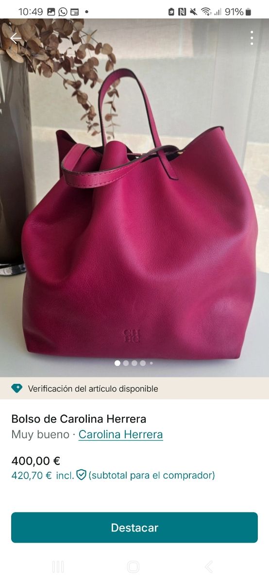 Lote 2 Bolsos Carolina Herrera Rosa
