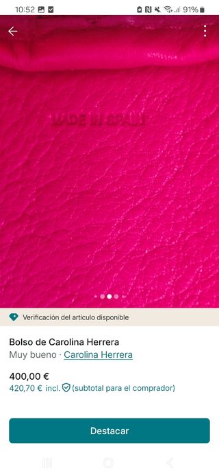Lote 2 Bolsos Carolina Herrera Rosa