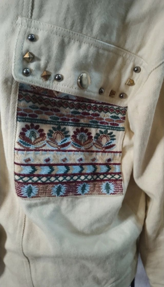 Chaqueta Étnica cremallera con Flecos oversize