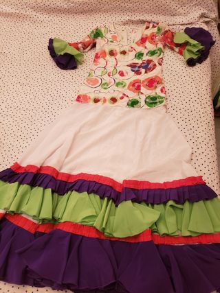 Traje de flamenca amarillo, gitana, feria