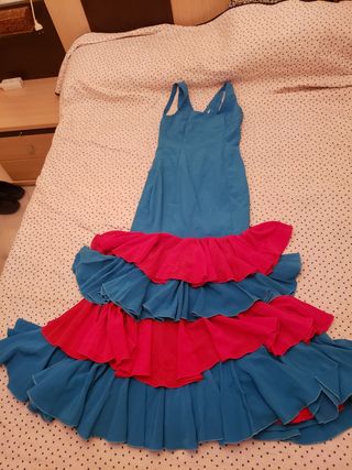 Traje de flamenca amarillo, gitana, feria