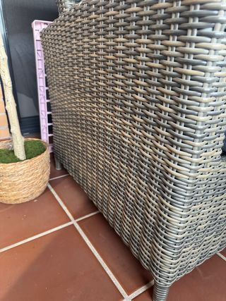 Conjunto Sofá y Mesa Exterior Ratán y Cristal