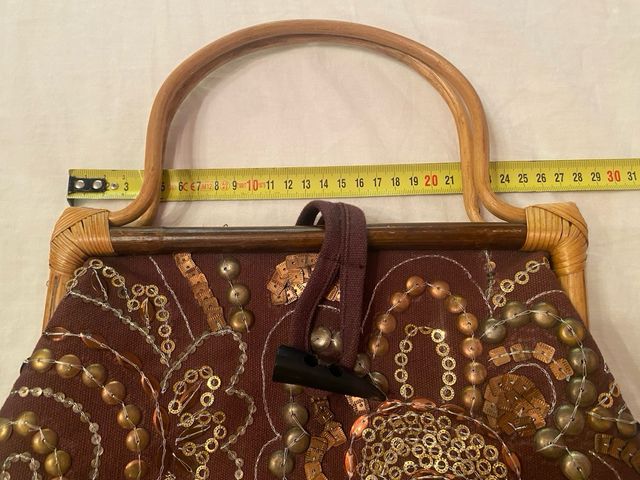 Borsa borsetta fantasia marrone e oro